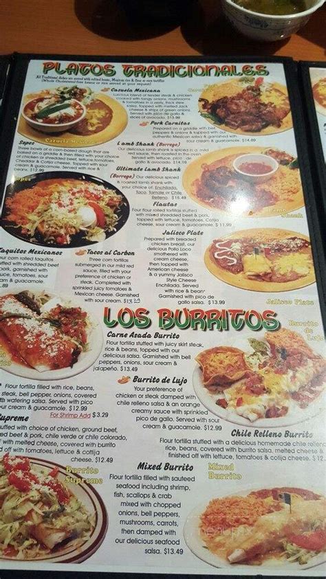 Menu for Carlito's Mexican Restaurant in Yuba City, CA .